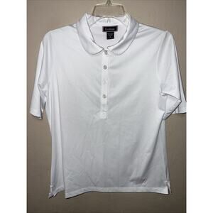 Womens Golftini Short Sleeve Polo Large White Button Down Logo Martini Glass